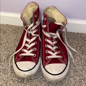 Maroon high top converse